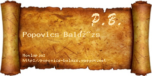 Popovics Balázs névjegykártya